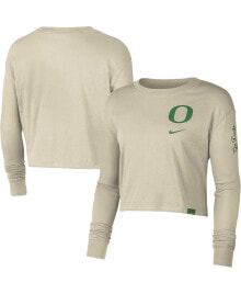 Nike women's Cream Oregon Ducks Varsity Letter Long Sleeve Crop Top