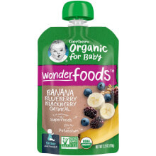 Детское пюре Гербер, Organic for Baby, WonderFoods, 2nd Foods, овсянка с бананом, голубикой и ежевикой, 99 г (3,5 унции)