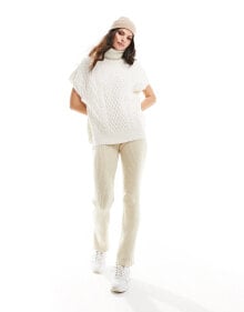 New Look roll neck cable knit tabard in off white купить онлайн