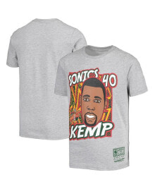 Youth Boys Shawn Kemp Gray Seattle SuperSonics Hardwood Classics King of the Court Player T-shirt