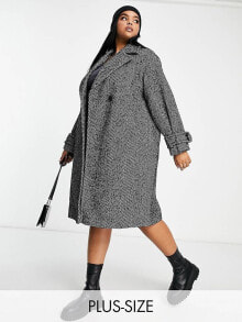 Женские пальто river Island Plus formal coat in grey tweed