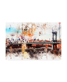 Trademark Global philippe Hugonnard NYC Watercolor Collection - the Manhattan Bridge Canvas Art - 19.5