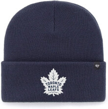 Мужские шапки Мужская шапка синяя трикотажная '47 Brand Beanie Winter Hat - Haymaker Toronto Maple Leafs