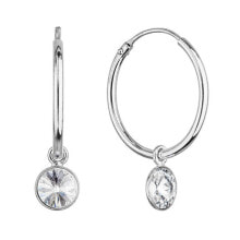 Женские серьги Silver round earrings with clear Swarovski 2in1 31309.1
