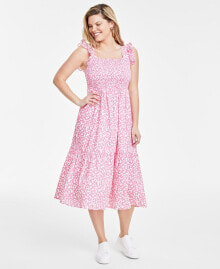 On 34th women's Cotton Smocked Midi Dress, Created for Macy's