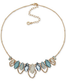 Купить кулоны и подвески Anne Klein: Anne Klein gold-Tone Blue Multi Petal Frontal Necklace, 16" + 3" extender