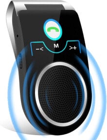 Устройства громкой связи для автомобилей Bluetooth Car Hands-Free Kit with Noise Cancelling Microphone and Stereo Sound for GPS, Music, Phone Calls, Supports 2 Phones