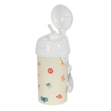 Bottle with Lid and Straw Safta Cabecitas Cream 500 ml