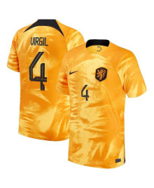 Nike men's Virgil Van Dijk Orange Netherlands National Team 2022/23 Home Breathe Stadium Replica Player Jersey