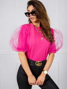 Женские блузки и кофточки Женская блузка с объемным коротким рукавом - розовая Factory Price