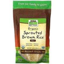 Рис nOW Foods, Real Food, органический проросший бурый рис, необработанный, 454 г (16 унций)