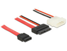 Компьютерные кабели и коннекторы DeLOCK 84790 кабель SATA 0,5 m SATA 13-pin SATA 7-pin + Molex (4-pin) Черный, Красный