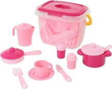 Игрушечная еда и посуда для девочек Wader Dishes Set &quot;Nastka&quot; For 4 People 28 Items In A Bucket