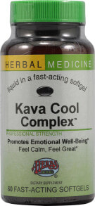 Витамины и БАДы для нервной системы Herbs Etc. Kava Cool Complex Растительная пищевая добавка на основе кавы для расслабления и хорошего настроения 60 капсул