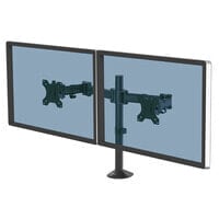 Fellowes Reflex Dual Monitor Arm - Dual Monitor Mount for 8KG 27 Inch Screens - Adjustable Monitor Desk Mount - Tilt 45° Pan 180° Rotation 360° - VESA 75 x 75/100 x 100 - Black - Clamp/Grommet - 8 kg - 68.6 cm (27