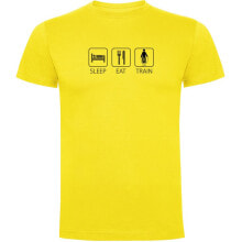 Мужские спортивные футболки мужская спортивная футболка желтая с принтом KRUSKIS Sleep Eat And Train Short Sleeve T-Shirt