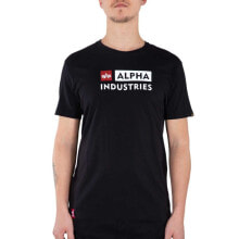 Мужские спортивные футболки мужская спортивная футболка белая с надписью ALPHA INDUSTRIES Block-Logo Short Sleeve T-Shirt