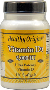 Витамин Д Healthy Origins Vitamin D3 -- Витамин D3- 5000 МЕ - 120 гелевых капсул