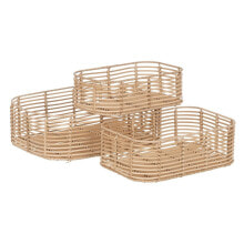 Set of Baskets Natural Resin 40 x 30 x 13 cm (3 Pieces)