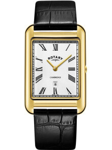 Мужские наручные часы с ремешком Мужские наручные часы с черным кожаным ремешком Rotary GS05283/01 Cambridge mens 29mm 5ATM
