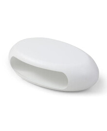 Simplie Fun modern White Fiberglass Oval Coffee Table with Spacious Surface for Living Rooms