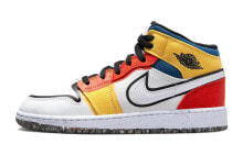 Jordan Air Jordan 1 Mid 潮流经典 耐磨 中帮 复古篮球鞋 GS 白红黄 / Кроссовки Jordan Air Jordan 1 Mid GS DV1316-100