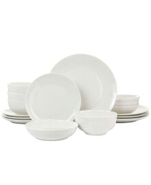 Elama faáTima 16 Piece Porcelain Double Bowl Dinnerware Set, Service for 4