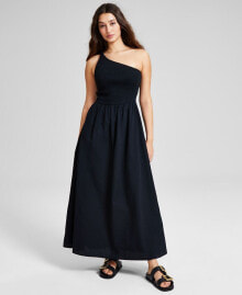 And Now This women's Cotton One-Shoulder Smocked Maxi Dress, Created for Macy's