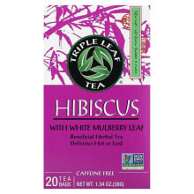 Triple Leaf Tea, Hibiscus With White Mulberry Leaf, Caffeine Free, 20 Tea Bags, 1.34 oz (38 g)