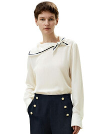 Women's Nautical Collar Silk Shirt for Women купить онлайн