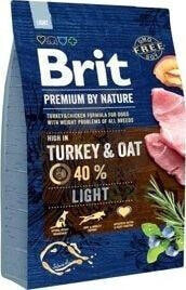 Сухие корма для собак сухой корм для животных Brit, Premium By Nature Light, для взрослых с избыточным весом, с индейкой, 3 кг