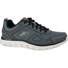 Мужская спортивная обувь для бега Мужские кроссовки спортивные для бега серые текстильные низкие Skechers Trackscloric