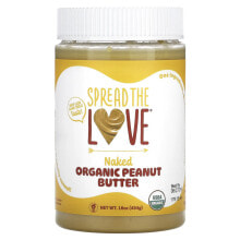 Spread The Love, Органическое арахисовое масло, голый хрустящий продукт, 454 г (16 унций)