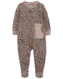 Baby 1-Piece Leopard Fleece Footie Pajamas