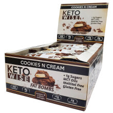 Жиросжигатели Keto Wise Fat Bombs Cookies N Cream Безглютеновое жиросжигающее диетическое печенье с маслами МСТ 16 х 34 г