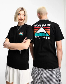 Купить мужские футболки и майки Vans: Vans unisex Mountain back print tshirt in black Exclusive at ASOS