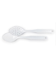 Golden Rabbit solid White Enamelware Collection 2 Piece Spoon Set