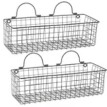 Pack of 2 Design Imports Black 100% Iron Wire Wall Basket Set Size Medium