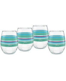 Купить посуда и приборы для сервировки стола FIESTA: Farmhouse Chic Stripes 15-Ounce Stemless Wine Glass Set of 4