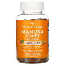 Витамины и БАДы для укрепления иммунитета веддерспун, Manuka Honey, жевательные конфеты для иммунитета, цитрусовые, 90 жевательных конфет