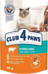 Купить влажные корма для кошек Club 4 Paws: Club 4 Paws Club4Ł Kot Sterylizowany Saszetka 80g Wołowina