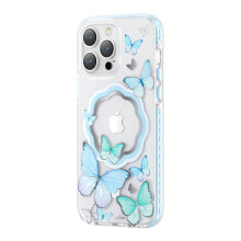 Magnetyczne etui z motylami do iPhone 14 Plus MagSafe Butterfly Series niebieskie