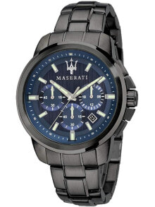 Аналоговые мужские наручные часы с черным браслетом Maserati R8873621005 Success chronograph 44mm 5ATM