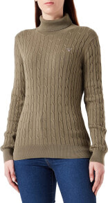 Женские водолазки gANT Women's Stretch Cotton Cable Turtle Neck Pullover