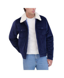 Hudson Jeans men's Corduroy Trucker Jacket With Sherpa Collar