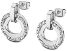 Ювелирные серьги Stylish steel earrings with clear zircons Woman Basic LS2176-4 / 1