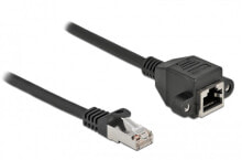 Компьютерные разъемы и переходники netzwerk Verlängerungskabel S/FTP RJ45 Stecker zu Buchse Cat.6A 1 m schwarz - Extension Cable - Network