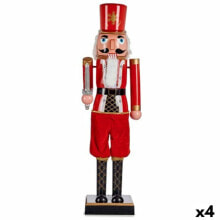 Decorative Figure Nutcracker Black Red Plastic 13 x 60 x 14,5 cm (4 Units)