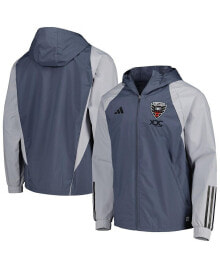 adidas men's Charcoal D.C. United All-Weather Raglan Hoodie Full-Zip Jacket