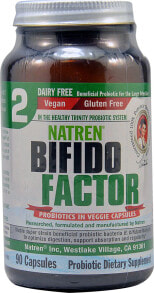 Пребиотики и пробиотики Natren Bifido Factor Dairy Free Полезный пробиотик для толстого кишечника 2 млрд КОЕ 90 капсул